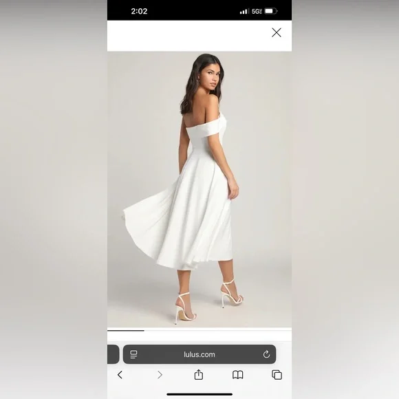 Lulu’s Sweet Elegance White Off-Shoulder Dress Women’s Small - Picture 2 of 9